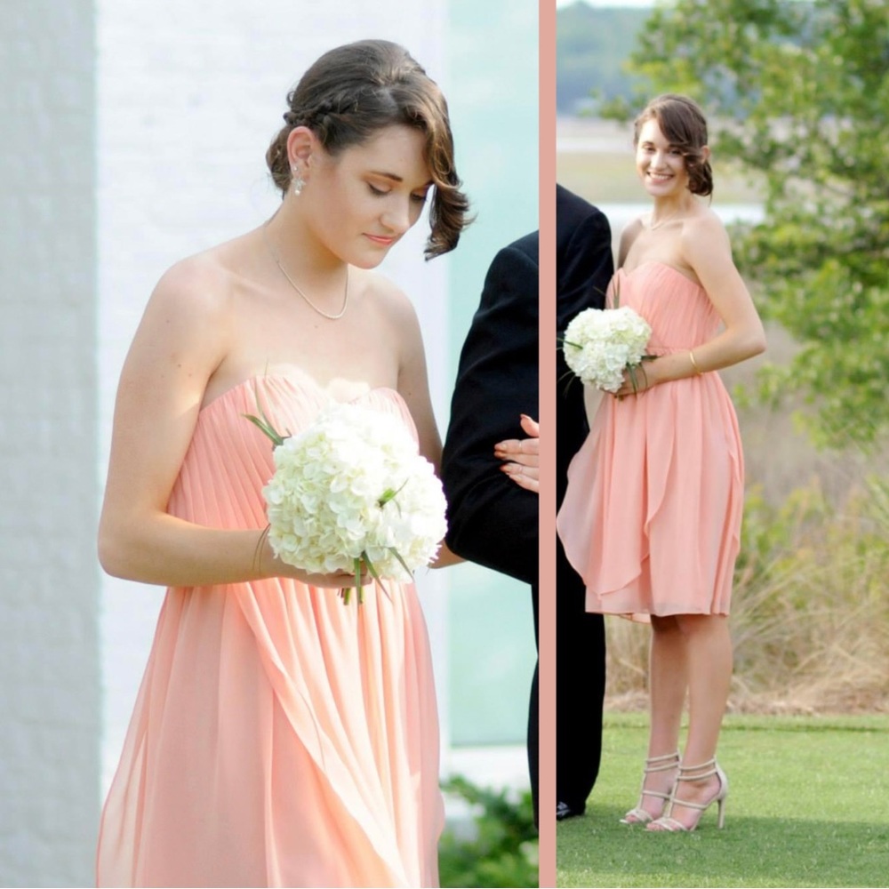 Peach Strapless Chiffon Convertible Bridesmaid Dress